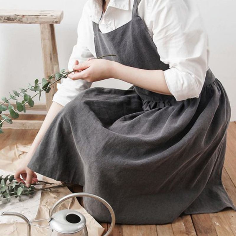 Scandinavian Style Washed Cotton Pleed Skirt Lady Elegant Ποδιές