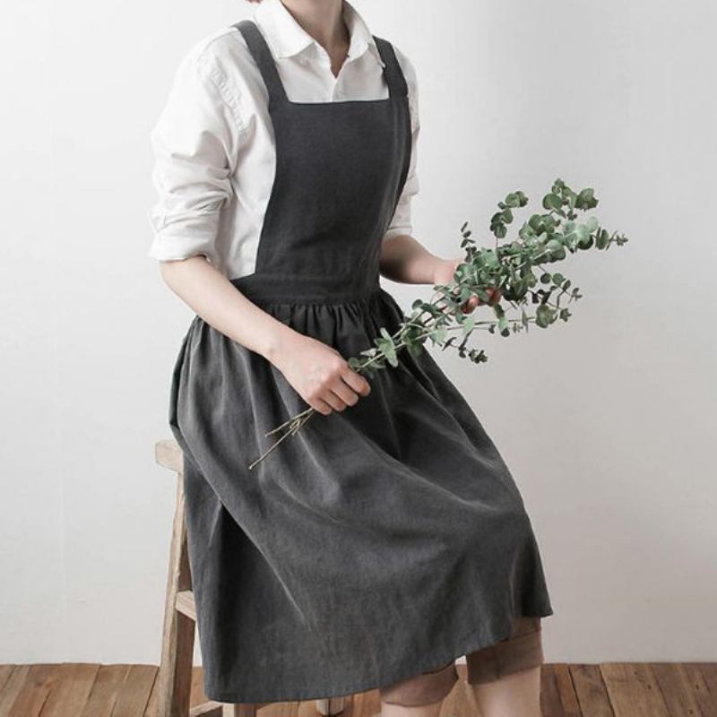 Scandinavian Style Washed Cotton Pleed Skirt Lady Elegant Ποδιές