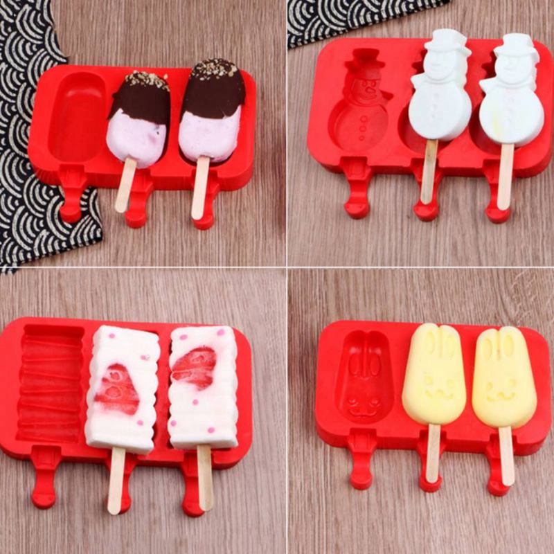 Silicone Diy Cartoon Σετ Φόρμας Παγωτού Popsicles 2 Τμχ 3 Τεμ.