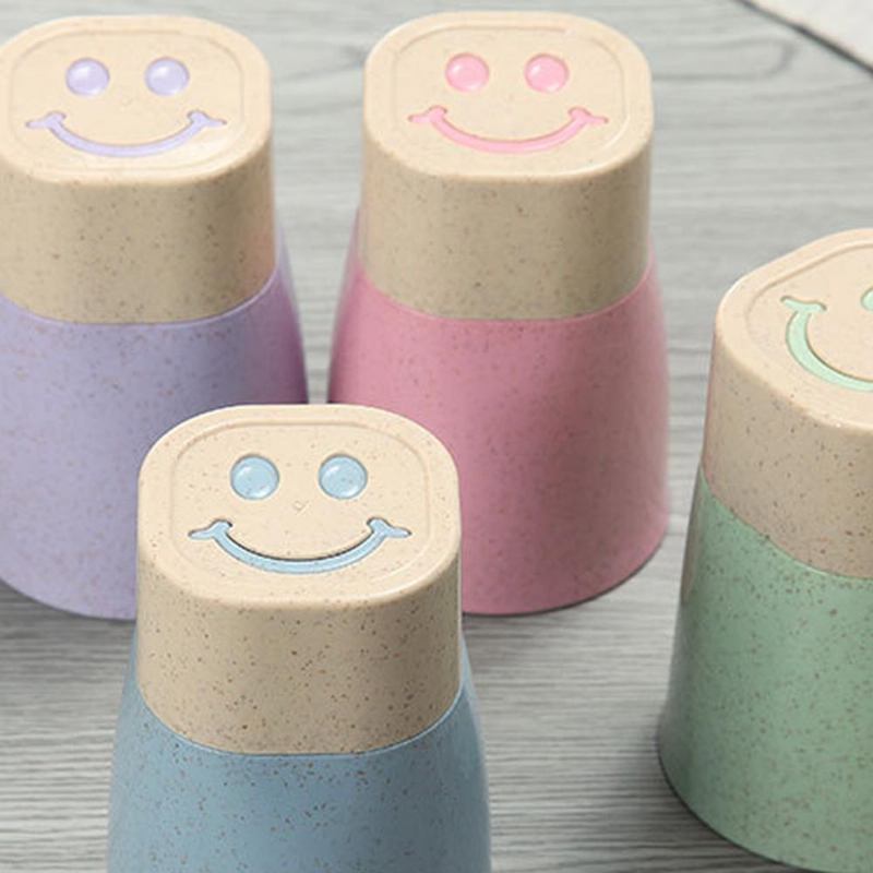 Smiley Face Cups Σετ 4 Κούπες Νερού Από Άχυρο Σίτου