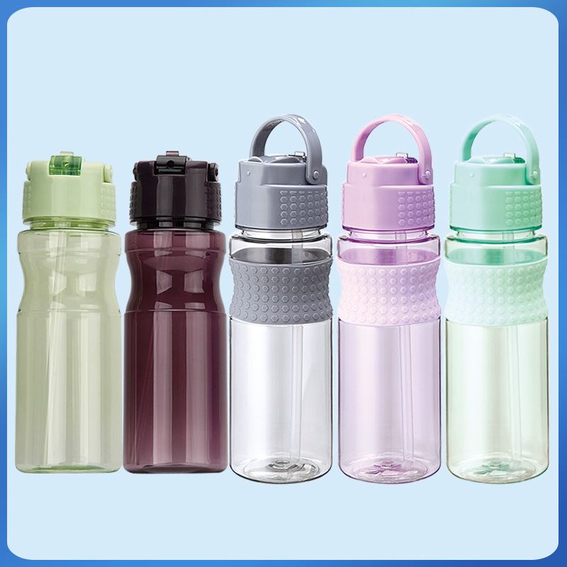 Tritan 750ml Sports Plastic Stight Cup Water With Handle Duck Tongue Suction Nozzle Riding Space Cup