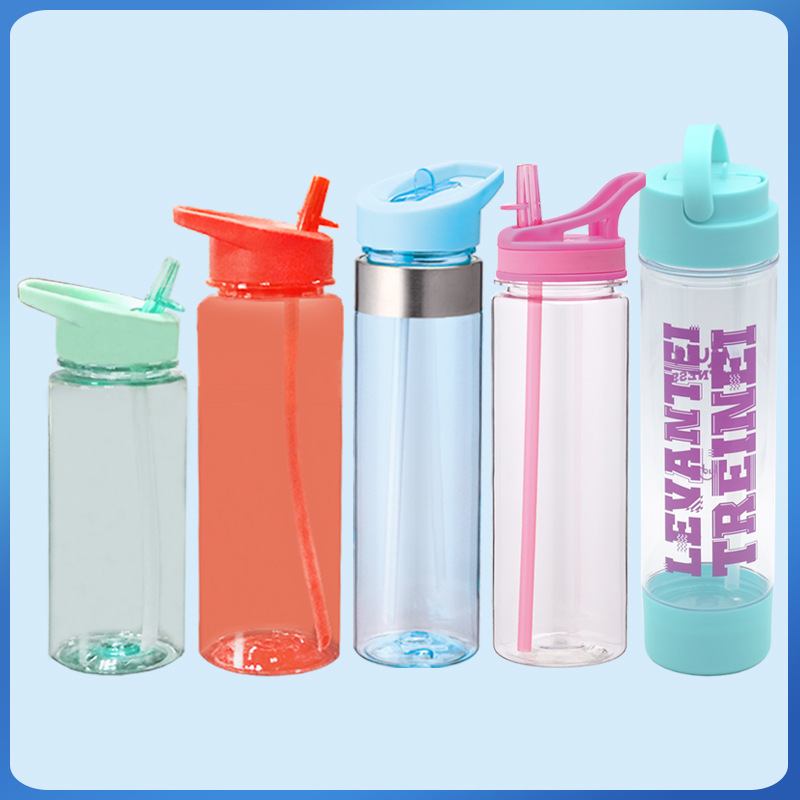 Tritan 750ml Sports Plastic Stight Cup Water With Handle Duck Tongue Suction Nozzle Riding Space Cup