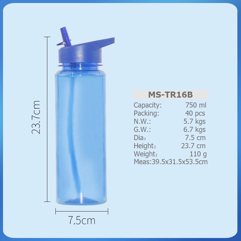 Tritan 750ml Sports Plastic Stight Cup Water With Handle Duck Tongue Suction Nozzle Riding Space Cup