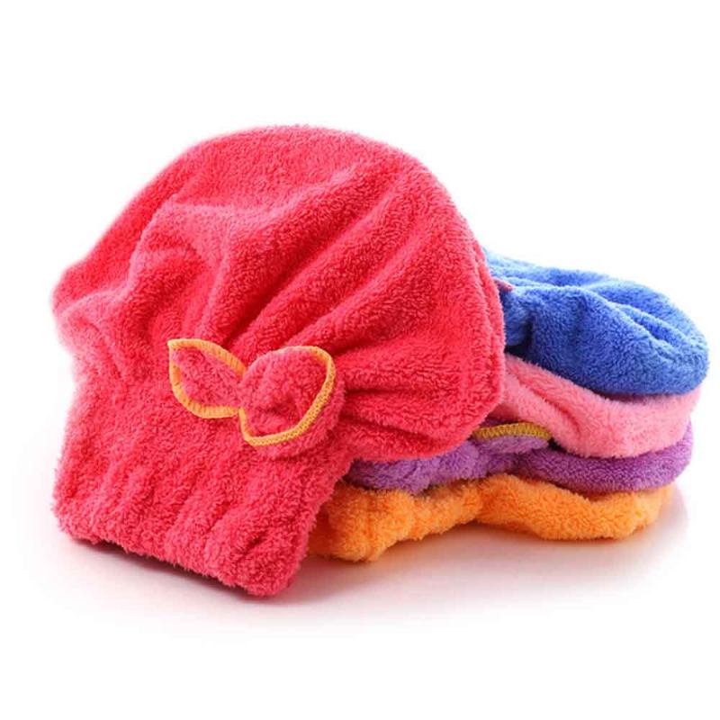 Coral Fleece Καπάκι Ντους Water Velvet Cute Dry Hair Cap Thickening Hooded Korean Bath Cap