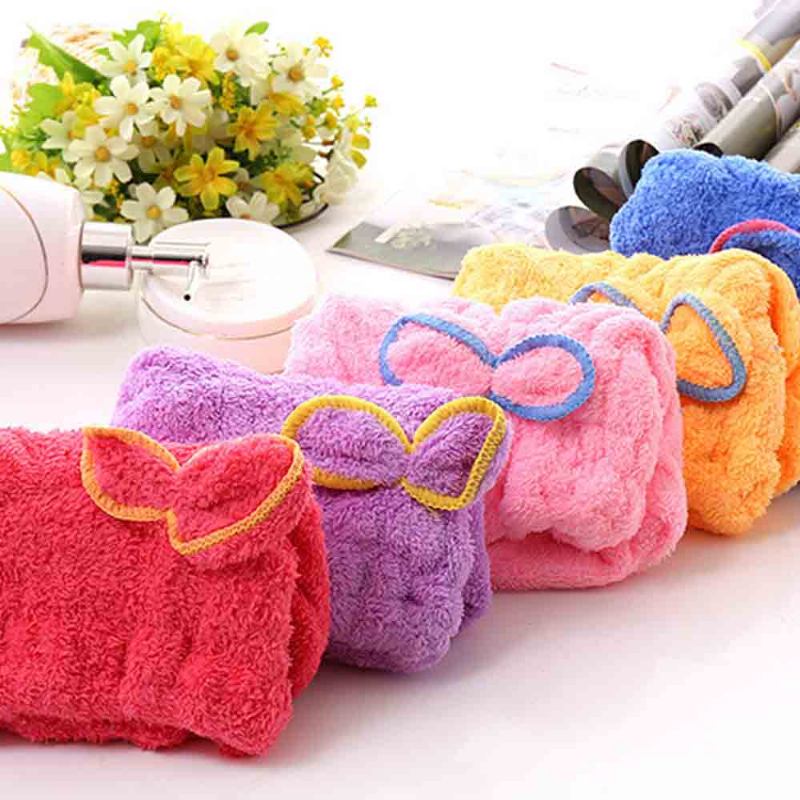 Coral Fleece Καπάκι Ντους Water Velvet Cute Dry Hair Cap Thickening Hooded Korean Bath Cap