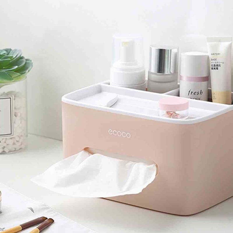 Creative Desktop Storage Tissue Box Πολυλειτουργικό Πρακτικό Απλό Δοχείο Με Σχεδιασμό Αποθήκευσης Διπλού Στρώματος