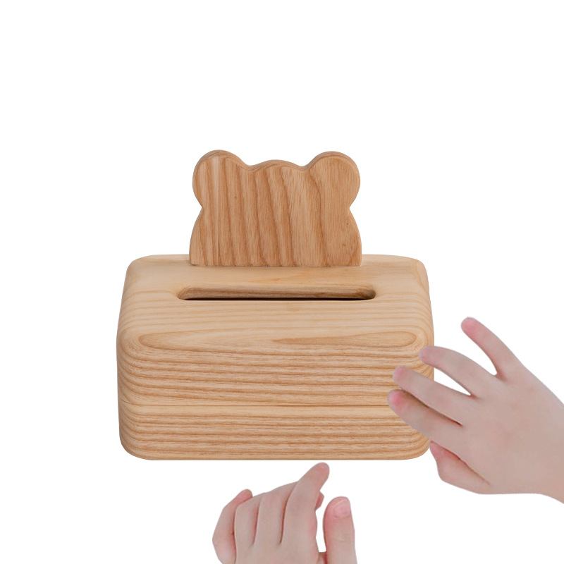 Creative Log Tissue Box White Wax Whole Wood Kitty Pumping Box Συλλογή Bear Crown Σχήμα Μπισκότου Με Δημιουργικό Σχέδιο