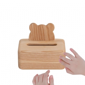 Creative Log Tissue Box White Wax Whole Wood Kitty Pumping Box Συλλογή Bear Crown Σχήμα Μπισκότου Με Δημιουργικό Σχέδιο