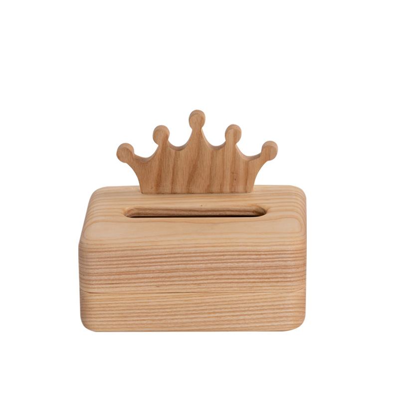 Creative Log Tissue Box White Wax Whole Wood Kitty Pumping Box Συλλογή Bear Crown Σχήμα Μπισκότου Με Δημιουργικό Σχέδιο