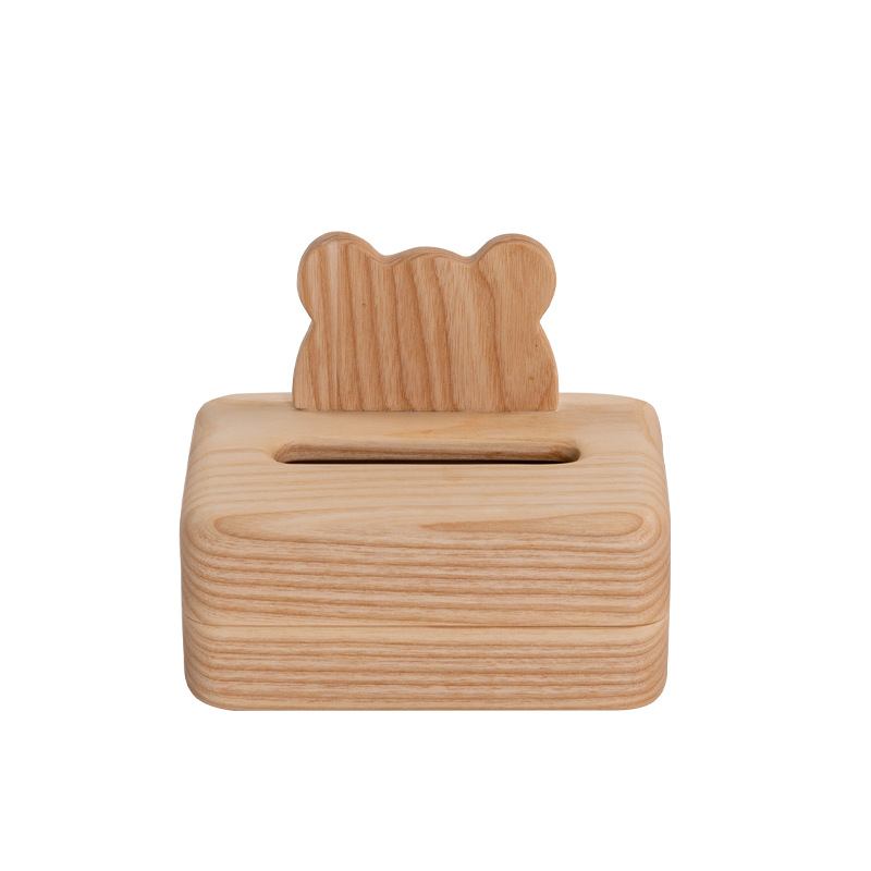 Creative Log Tissue Box White Wax Whole Wood Kitty Pumping Box Συλλογή Bear Crown Σχήμα Μπισκότου Με Δημιουργικό Σχέδιο