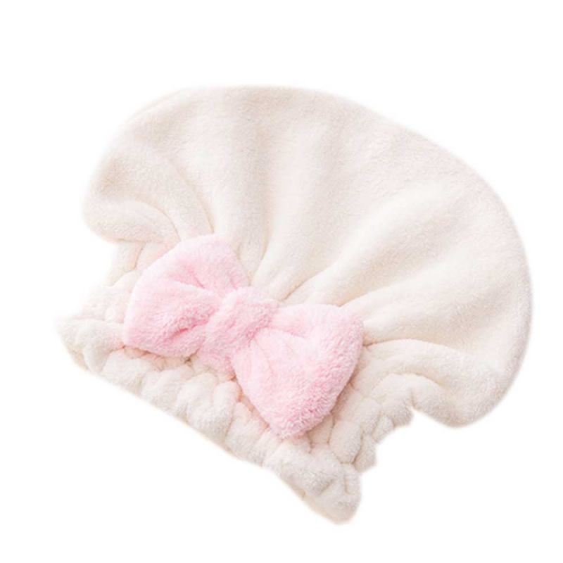 Super Absorbent Hair Drying Cap Bow Coral Velvet Magic Καπάκι Ντους