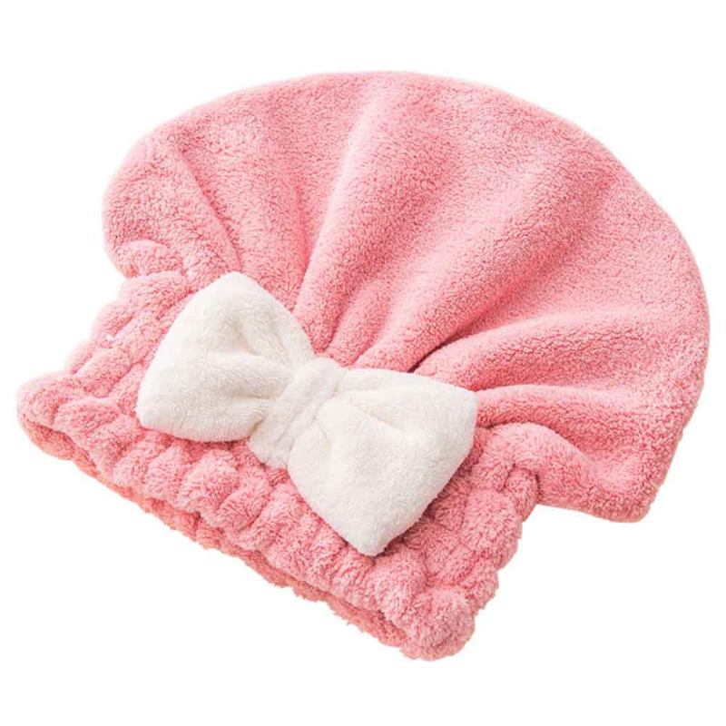 Super Absorbent Hair Drying Cap Bow Coral Velvet Magic Καπάκι Ντους