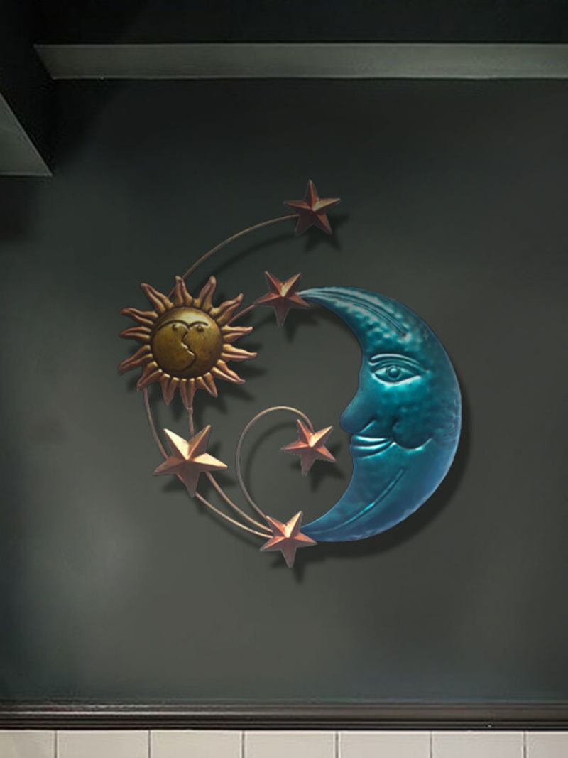 1 Pc Iron Sun Moon Face Wall Art Διακόσμηση Δημιουργικά Κρεμαστά Στολίδια Σπιτιού Μοντέρνα Απλότητα Τοίχου