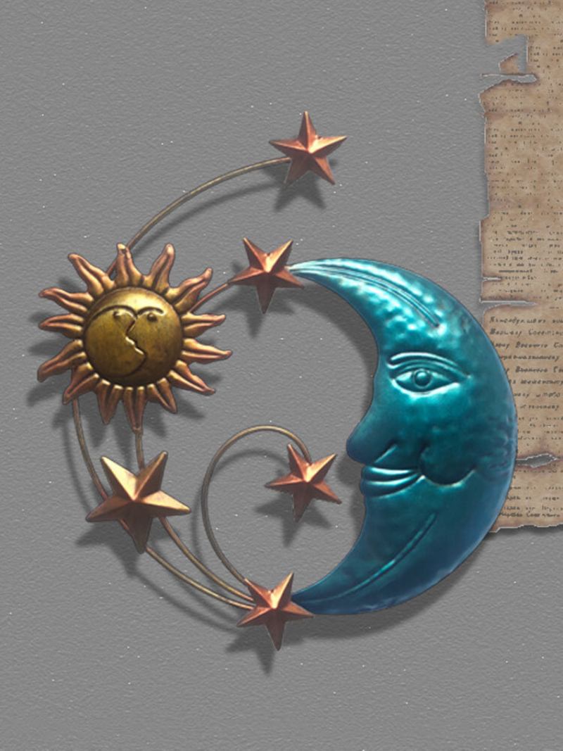 1 Pc Iron Sun Moon Face Wall Art Διακόσμηση Δημιουργικά Κρεμαστά Στολίδια Σπιτιού Μοντέρνα Απλότητα Τοίχου