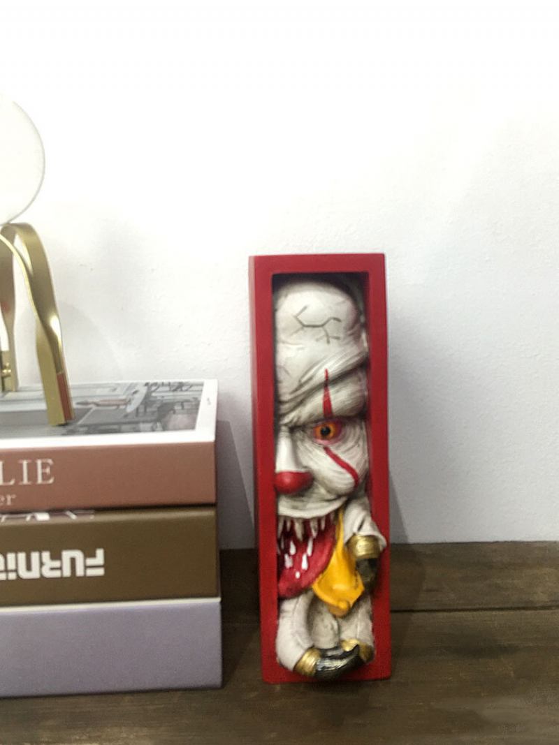 1 Pc Monster Bookends Skull Decor Figurines Devil Statue Horror Peeping On The Book Ράφι Γλυπτό Από Ρητίνη Ανθρώπινου Προσώπου Χειροτεχνία Διακόσμησης Σπιτιού