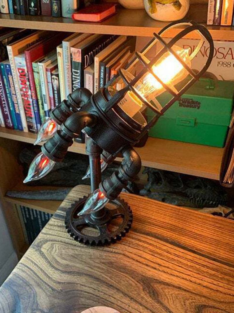 1 Pc Vintage Steampunk Rocket Lamp Cool Led Επιτραπέζιο Φωτιστικό Νυκτός Διακόσμηση Γραφείου Σπιτιού Χειροτεχνία Γιορτή Του Πατέρα