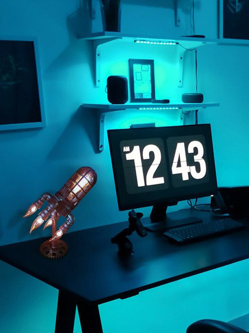 1 Pc Vintage Steampunk Rocket Lamp Cool Led Επιτραπέζιο Φωτιστικό Νυκτός Διακόσμηση Γραφείου Σπιτιού Χειροτεχνία Γιορτή Του Πατέρα