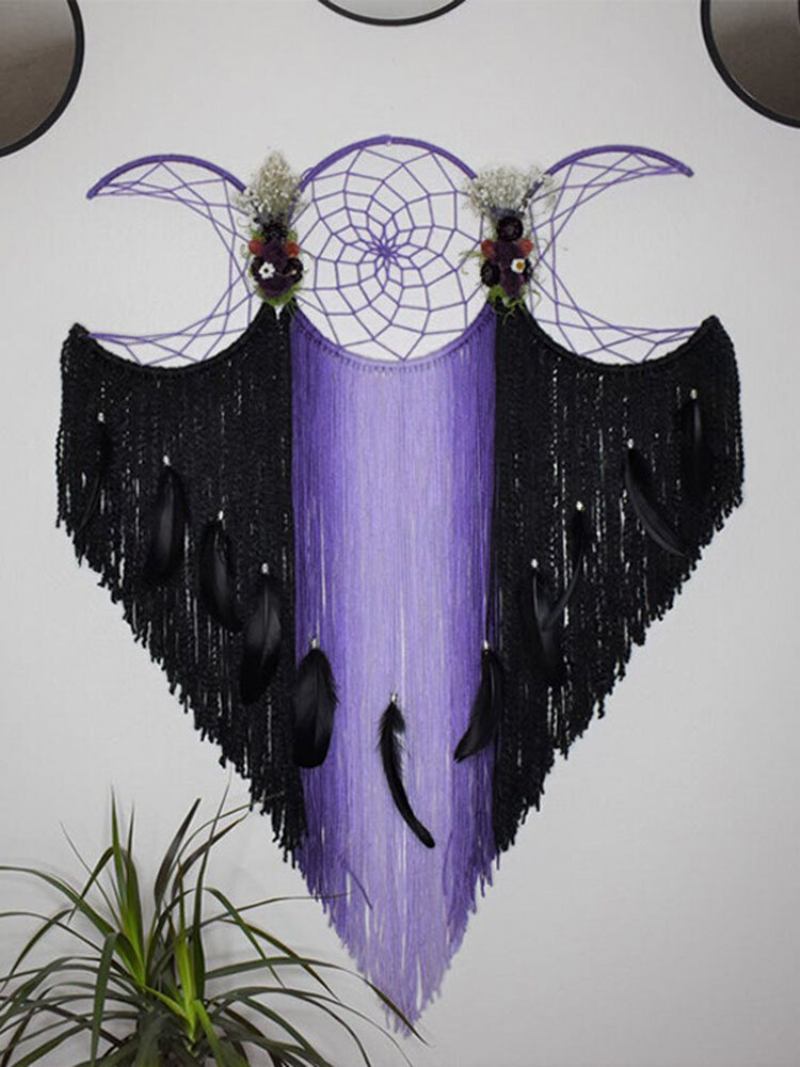 1 Pc Χειροποίητο Πολύχρωμο Triple Moon Dream Catcher Ένα Δώρο Αγάπης Και Θεραπείας Κρεβατοκάμαρας Διακόσμηση Σπιτιού Στον Τοίχο