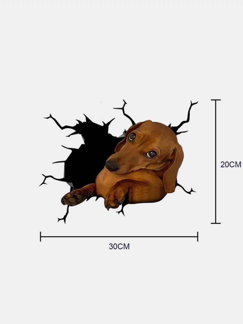 1 Τεμ. 3d Ζωντανός Τοίχος Παράθυρο Αυτοκινήτου Dog Vinyl Decal Σπασμένο Γυαλί Δημιουργικά Αυτοκόλλητα Αφαιρούμενα Δώρο Για Dogs Lover