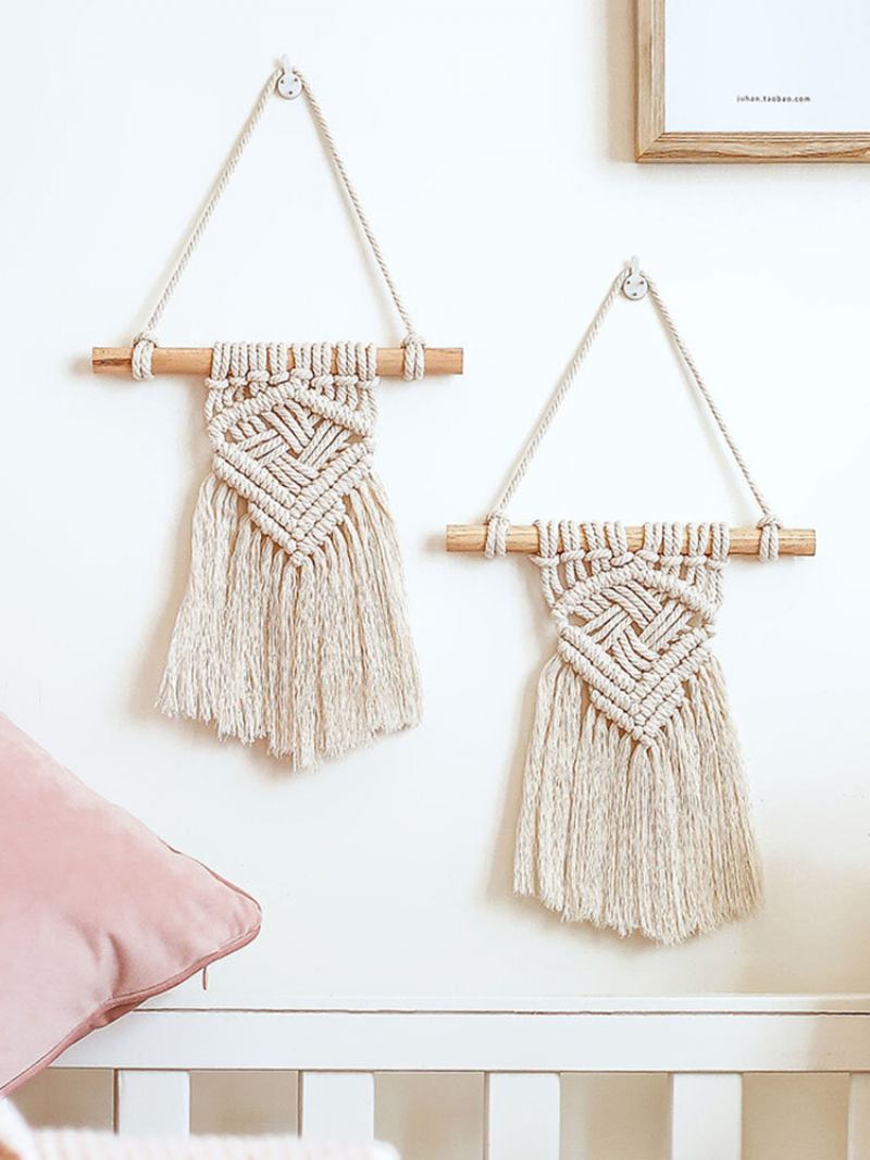 1 Τεμ. Nordic Macrame Διακόσμηση Ταπετσαρίας Τοίχου Bohemian Tassel Chic Cotton Σπιτιού Ταπετσαρίες Με Φούντες Στολίδι