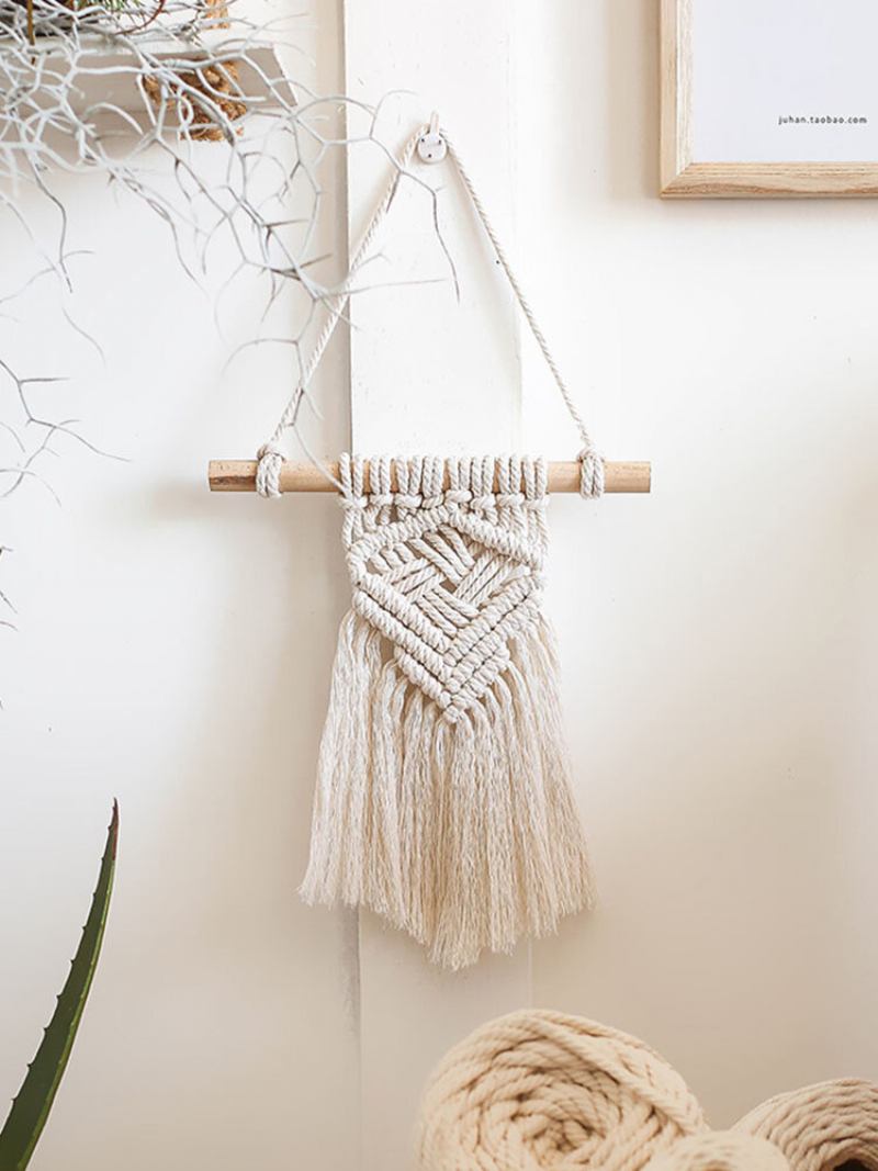 1 Τεμ. Nordic Macrame Διακόσμηση Ταπετσαρίας Τοίχου Bohemian Tassel Chic Cotton Σπιτιού Ταπετσαρίες Με Φούντες Στολίδι