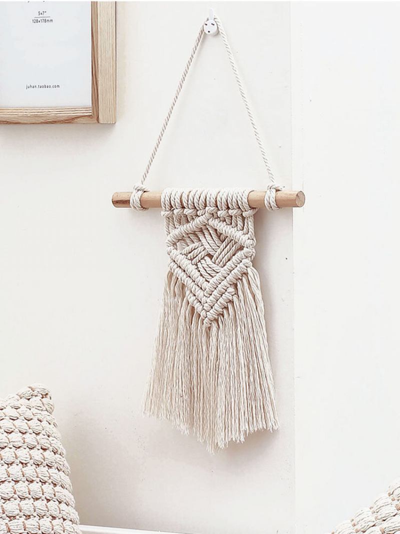 1 Τεμ. Nordic Macrame Διακόσμηση Ταπετσαρίας Τοίχου Bohemian Tassel Chic Cotton Σπιτιού Ταπετσαρίες Με Φούντες Στολίδι