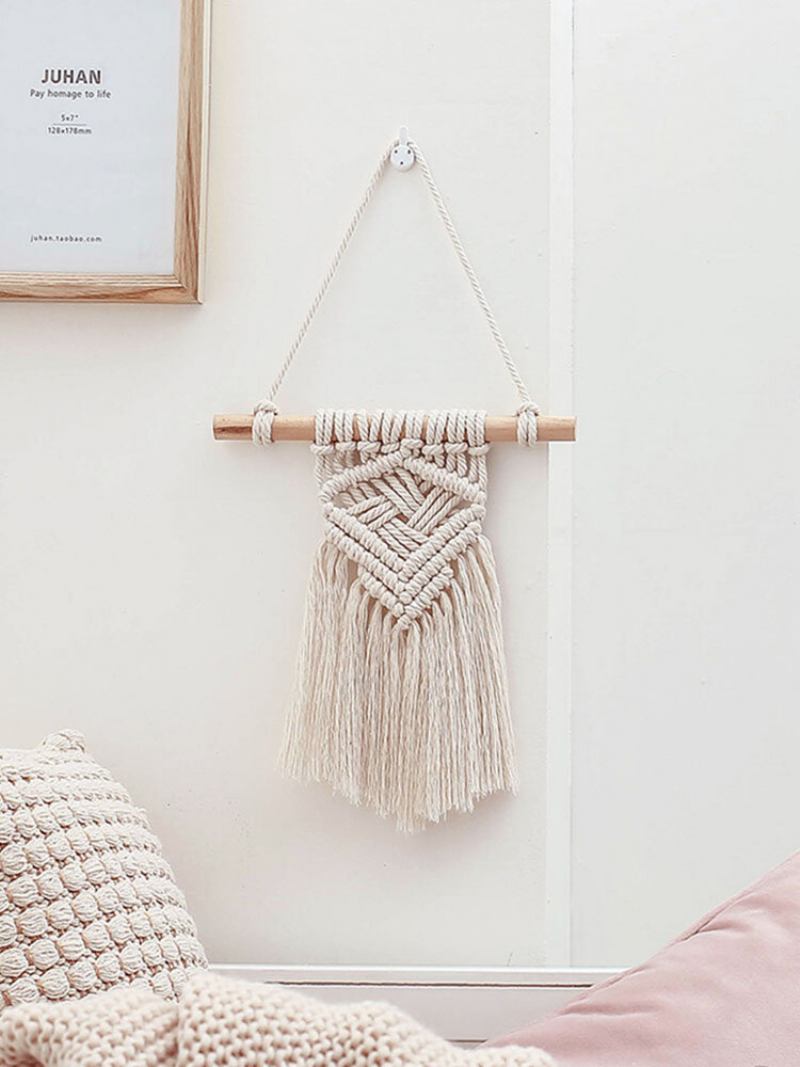 1 Τεμ. Nordic Macrame Διακόσμηση Ταπετσαρίας Τοίχου Bohemian Tassel Chic Cotton Σπιτιού Ταπετσαρίες Με Φούντες Στολίδι