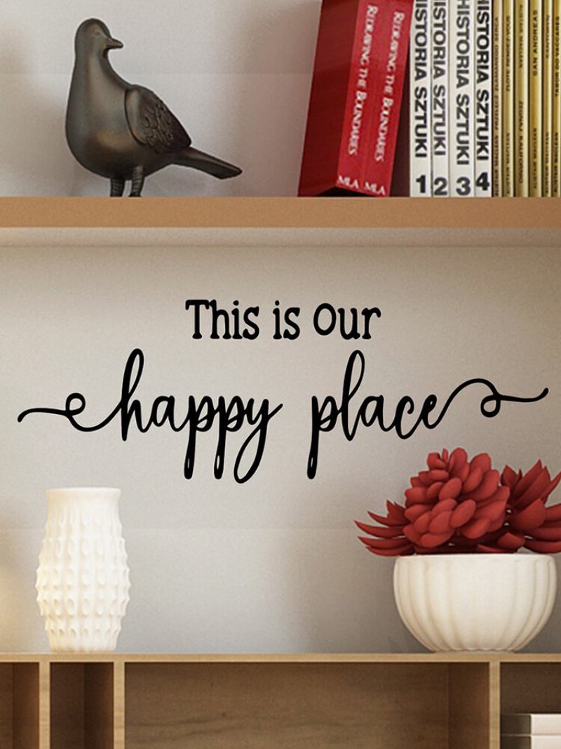 1 Τμχ Pvc Αφαιρούμενο Αυτοκόλλητο This Is Our Happy Place Επιστολή Λέξεις Παράθεμα Σύνθημα Τέχνη Καθρέφτης Τοίχου Σπίτι Μπάνιο Διακόσμηση Δωματίου