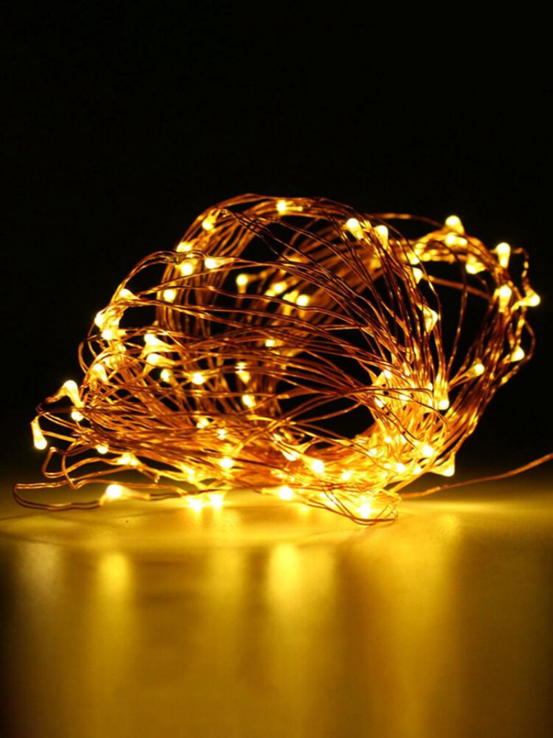 10m 100 Led Copper Wire Fairy String Light Αδιάβροχο Ντεκόρ Για Πάρτι Μαύρο Κέλυφος Με Μπαταρία