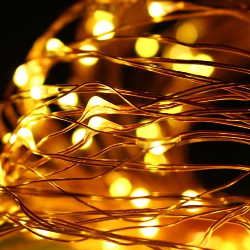 10m 100 Led Copper Wire Fairy String Light Αδιάβροχο Ντεκόρ Για Πάρτι Μαύρο Κέλυφος Με Μπαταρία