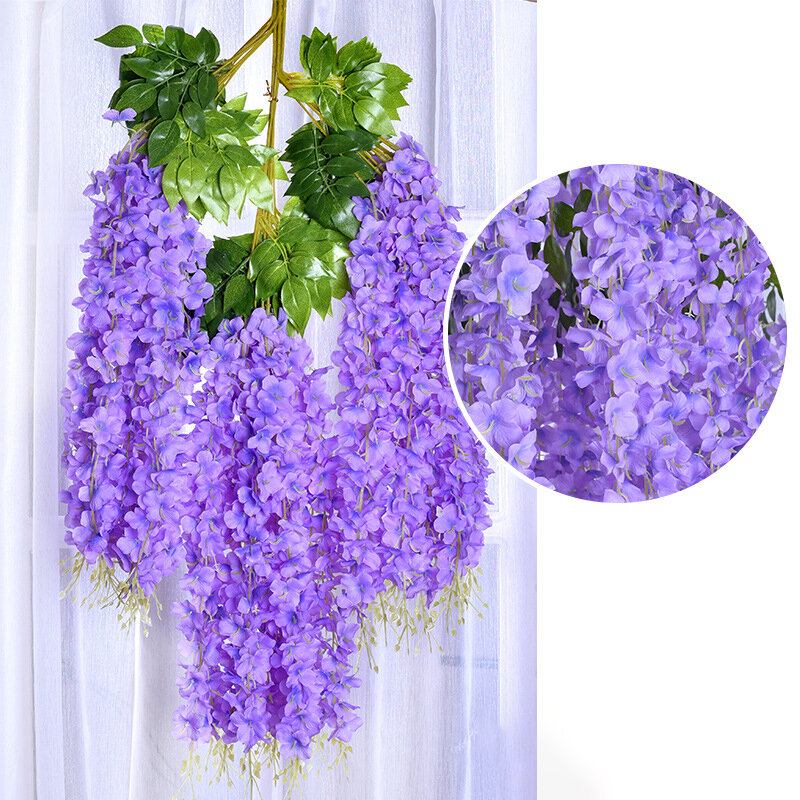 12 Τμχ/σετ 100cm Τεχνητά Λουλούδια Silk Wisteria Fake Κήπος Κρεμαστό Λουλούδι Φυτό Αμπέλου Διακόσμηση Γάμου