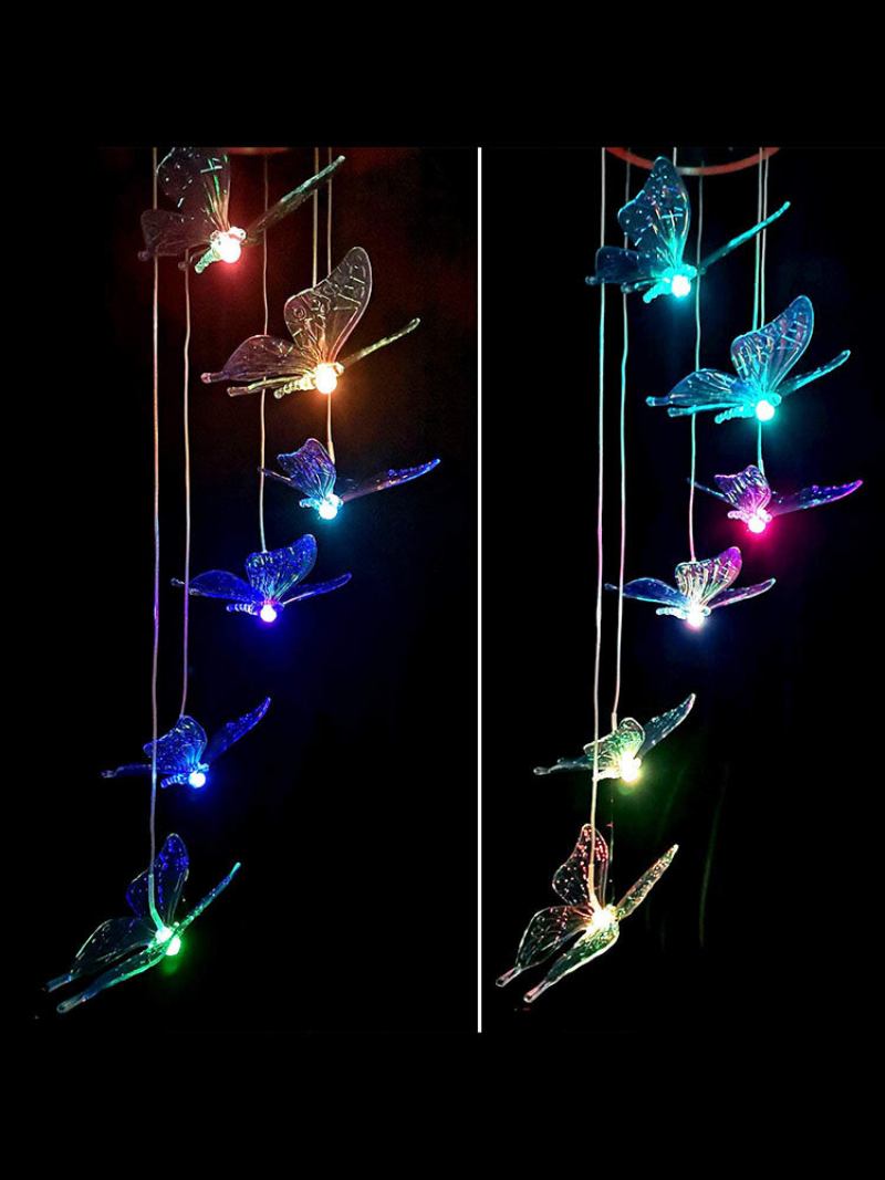 1pc Led Solar Power Butterfly Wind Chime Φωτιστικό Νυκτός Που Αλλάζει Χρώμα Διακόσμηση Αυλής Κήπου Σπιτιού