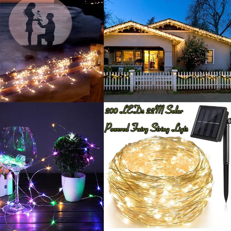 20m 200 Led Solar Powered Copper Wire String Fairy Light Χριστουγεννιάτικη Διακόσμηση Σπιτιού