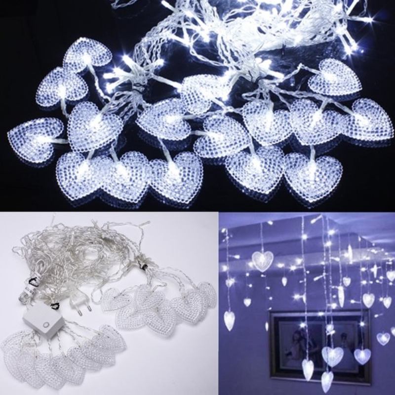 2m White 16 Hearts 104 Led String Fairy Γιορτινά Φωτιστικά Για Χριστουγεννιάτικο Φωτιστικό Τοίχου Για Πάρτι Διακόσμησης Σπιτιού