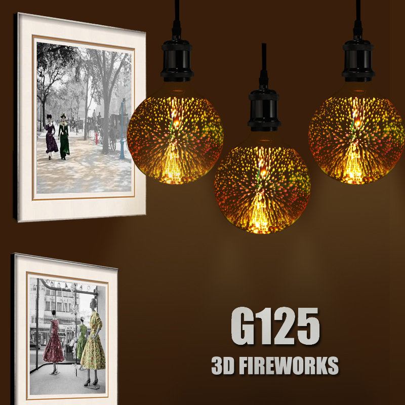 3d Fireworks E27 G125 Led Retro Edison Decor Φωτιστικό Γυάλινης Λάμπας Ac85-265v Διακόσμηση Σπιτιού Cafe