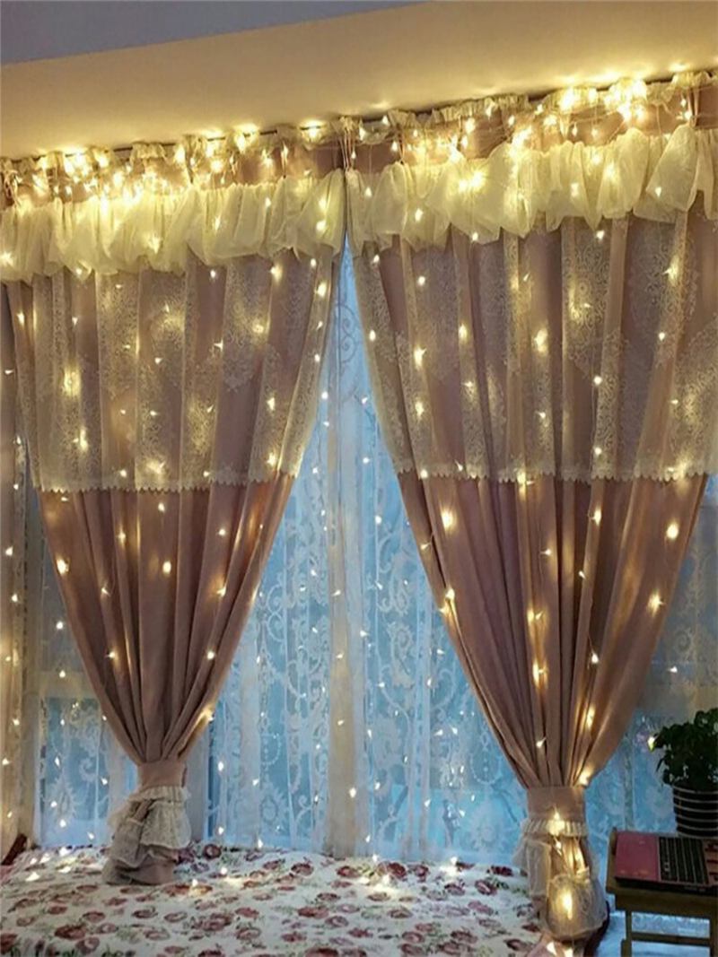 3mx3m Led Solar Powered Fairy String Light Curtain Xmas Party Outdoor