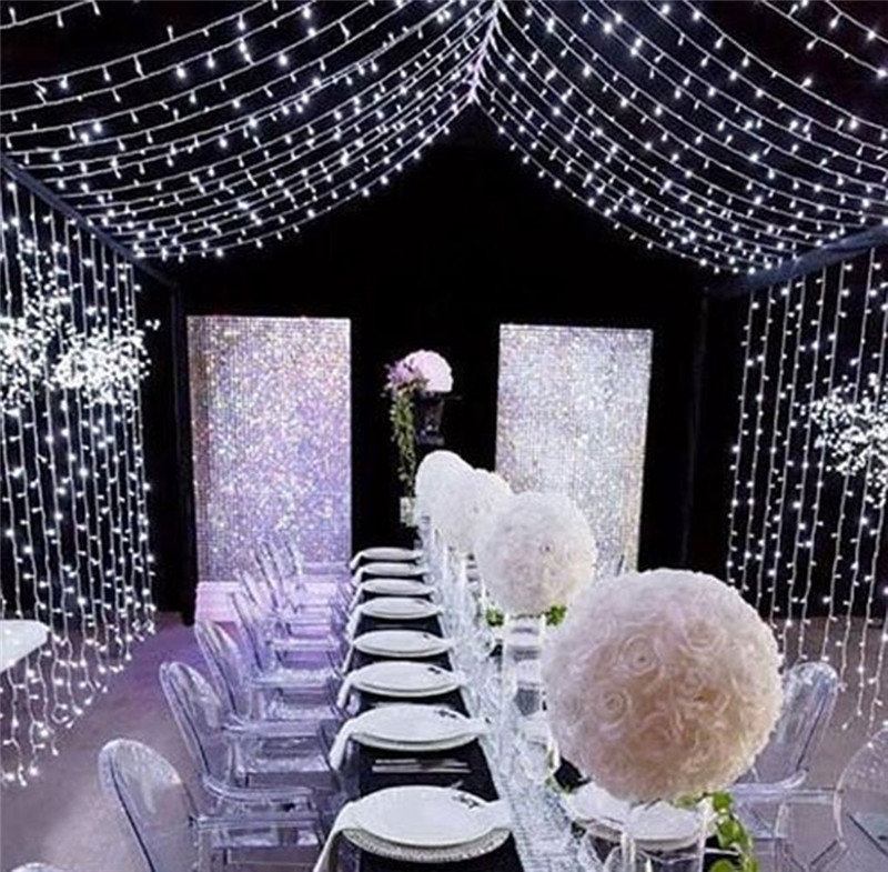 3mx3m Led Solar Powered Fairy String Light Curtain Xmas Party Outdoor