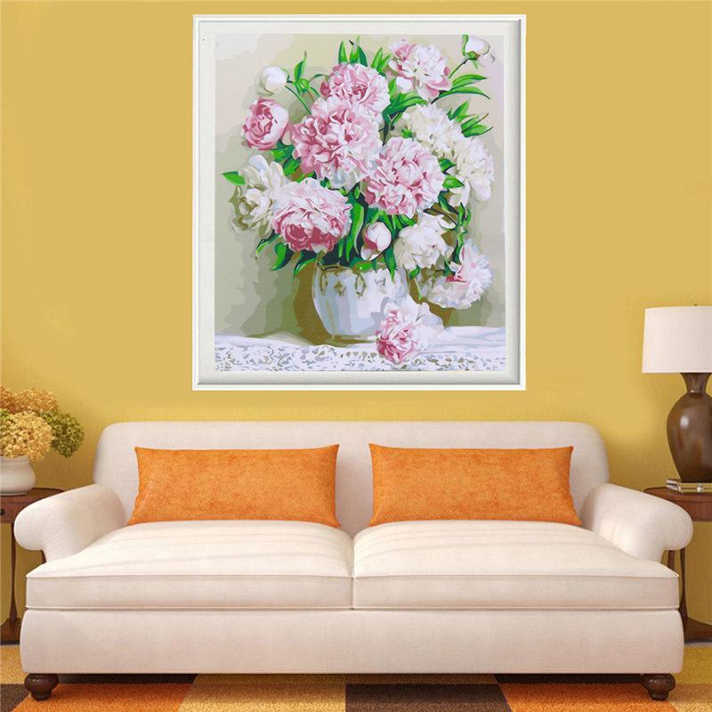 40*50cm Beauty Peony Flowers Diy Paint By Number Kit Ψηφιακός Καμβάς Ζωγραφική Διακόσμηση Σπιτιού