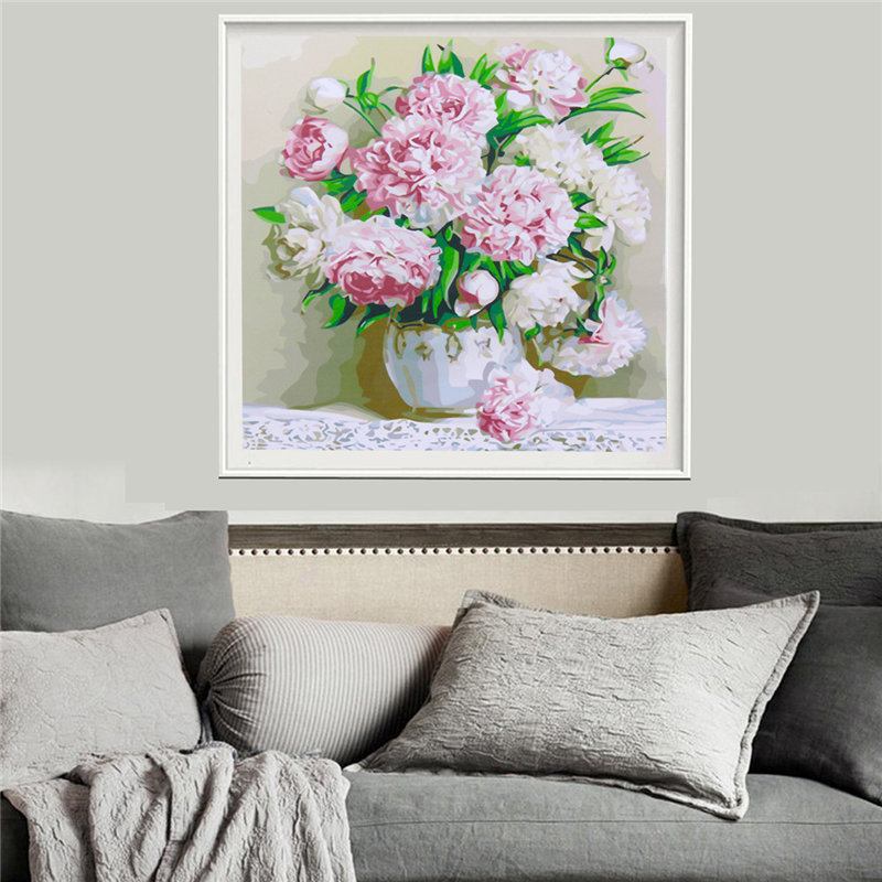 40*50cm Beauty Peony Flowers Diy Paint By Number Kit Ψηφιακός Καμβάς Ζωγραφική Διακόσμηση Σπιτιού