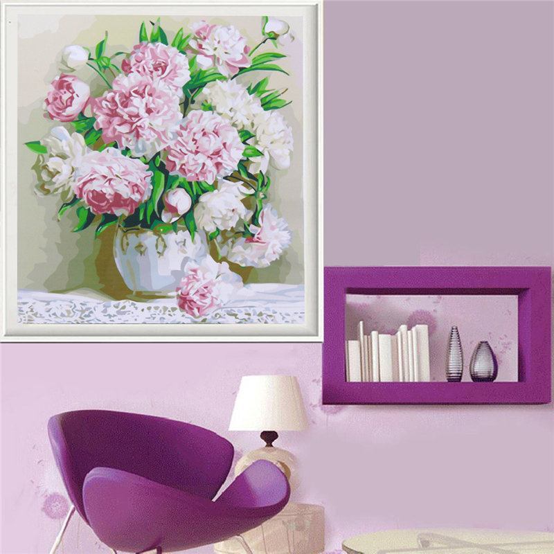 40*50cm Beauty Peony Flowers Diy Paint By Number Kit Ψηφιακός Καμβάς Ζωγραφική Διακόσμηση Σπιτιού