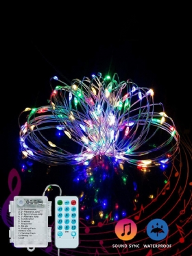 50/100 Τμχ Μουσική Φωνητικός Έλεγχος Μπαταρία Κουτί Φωτιστικό String Αδιάβροχο Χριστουγεννιάτικο Διακοσμητικό Πάρτι