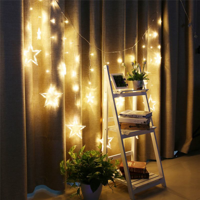 5m 138leds Χριστουγεννιάτικα Φωτάκια Νεράιδα Festoon Led String Lights Star Garland Κουρτίνα Παραθύρου Διακόσμηση Εσωτερικού Χώρου Αποκριάτικο Πάρτι Φωτισμός Γάμου