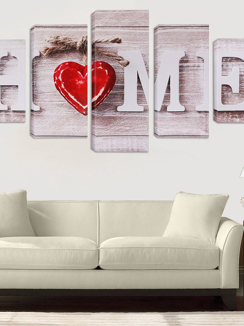 5pcs Love Home Ζωγραφική Σε Καμβά Τοίχου Υπνοδωμάτιο Σαλόνι Διακόσμηση Σπιτιού Χωρίς Πλαίσιο