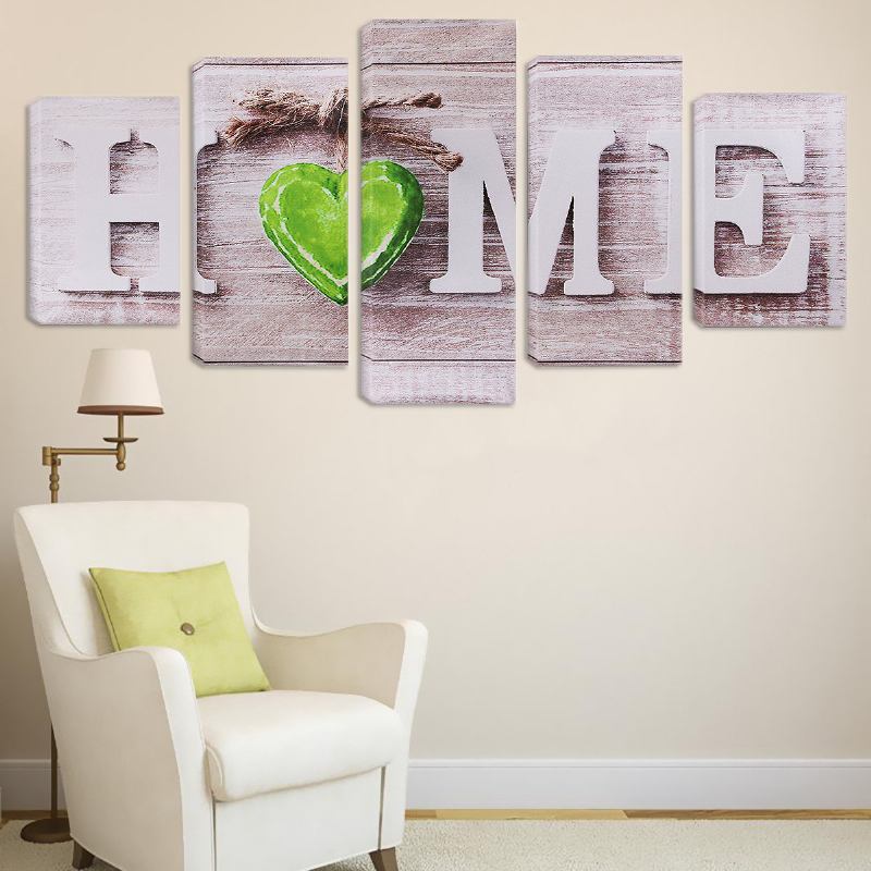 5pcs Love Home Ζωγραφική Σε Καμβά Τοίχου Υπνοδωμάτιο Σαλόνι Διακόσμηση Σπιτιού Χωρίς Πλαίσιο