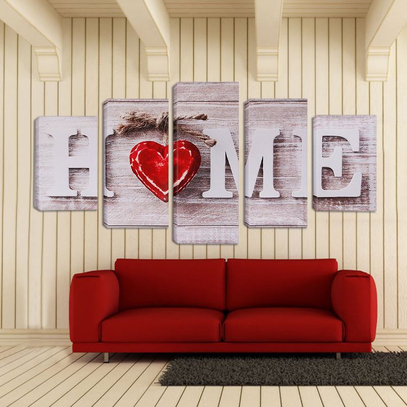 5pcs Love Home Ζωγραφική Σε Καμβά Τοίχου Υπνοδωμάτιο Σαλόνι Διακόσμηση Σπιτιού Χωρίς Πλαίσιο