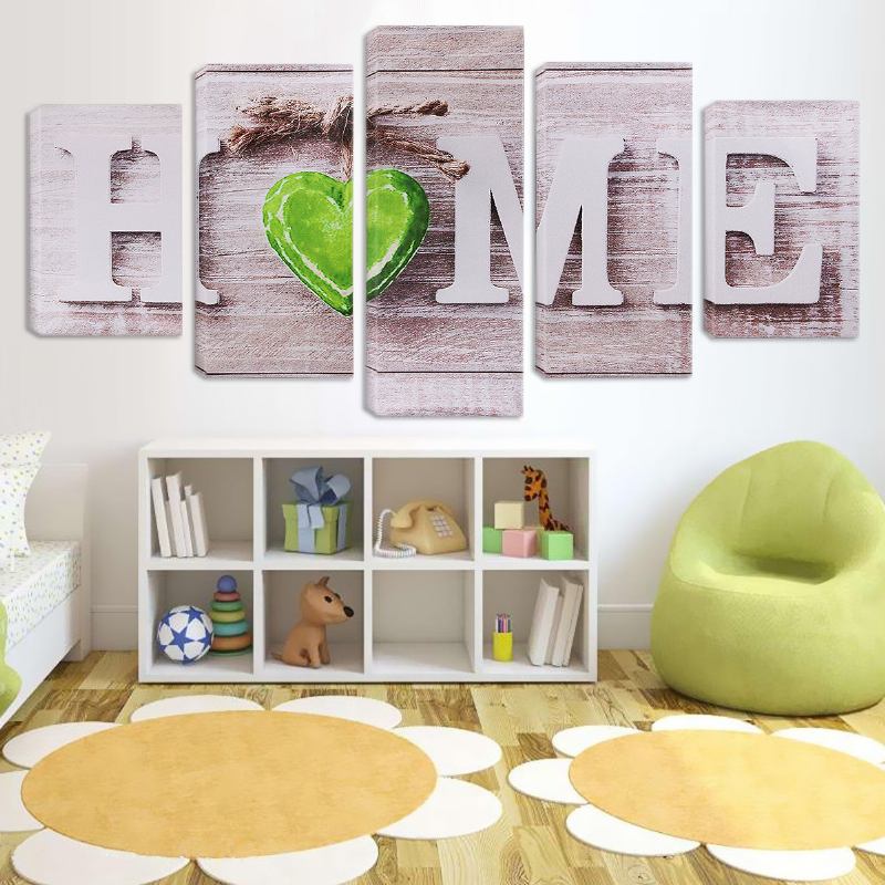 5pcs Love Home Ζωγραφική Σε Καμβά Τοίχου Υπνοδωμάτιο Σαλόνι Διακόσμηση Σπιτιού Χωρίς Πλαίσιο