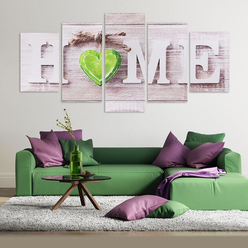 5pcs Love Home Ζωγραφική Σε Καμβά Τοίχου Υπνοδωμάτιο Σαλόνι Διακόσμηση Σπιτιού Χωρίς Πλαίσιο