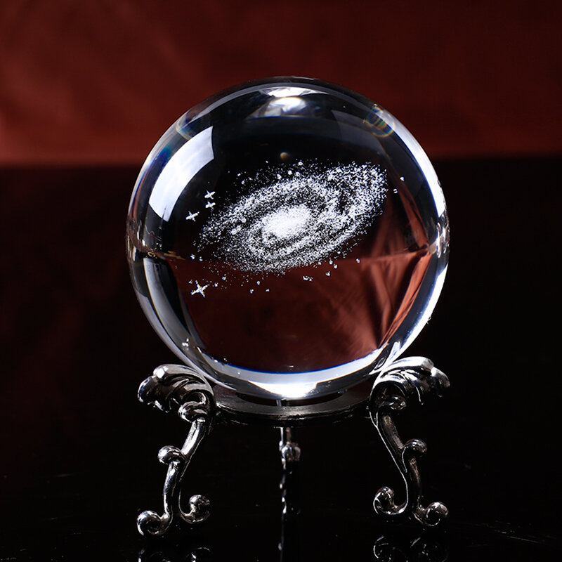 6cm Χαραγμένο Με Λέιζερ 3d Galaxy Crystal Ball Quartz Glass Home Αξεσουάρ Αστρονομία Μινιατούρες Δώρα