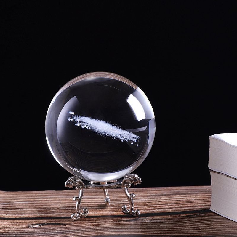 6cm Χαραγμένο Με Λέιζερ 3d Galaxy Crystal Ball Quartz Glass Home Αξεσουάρ Αστρονομία Μινιατούρες Δώρα