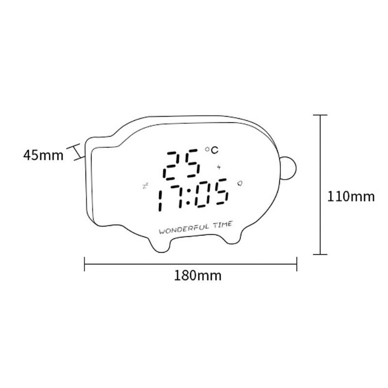 Αξιολάτρευτο Ρολόι Κινουμένων Σχεδίων Χοίρων Για Εσωτερικούς Χώρους Υπνοδωμάτιο Με Οθόνη Led Νυχτερινή Λάμπα Επαναφορτιζόμενη Φωνητική Ρύθμιση Ξυπνητήρι